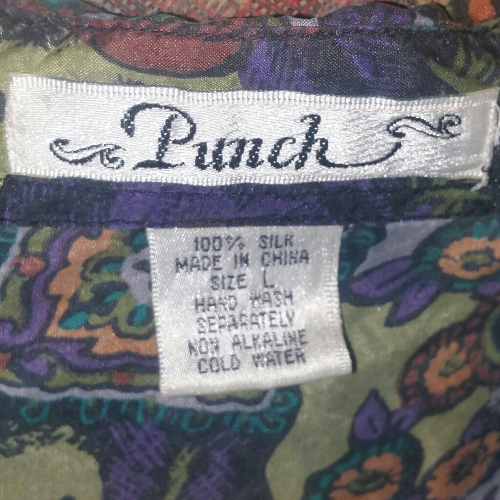 100% Silk Ladies Button Blouse Sz L - Picture 3 of 3